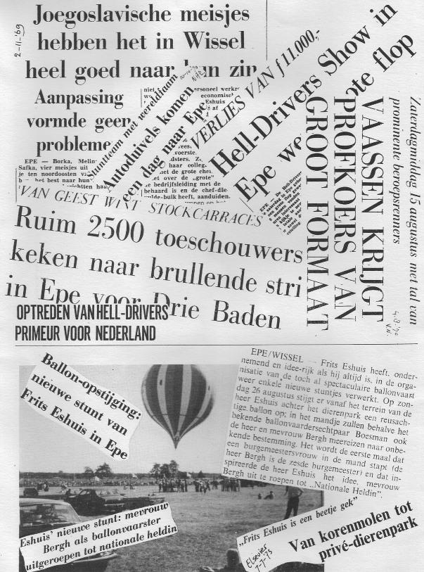 Autoshows, stunts, ballonvaart en bloemen: publiciteit rond De Achterste Molen. Collectie Ruud Broer / Epernet.
