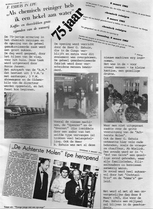 Knipsels en foto’s rond het 75-jarig jubileum en de heropening in 1965. Collectie Ruud Broer, gepubliceerd door Epernet.